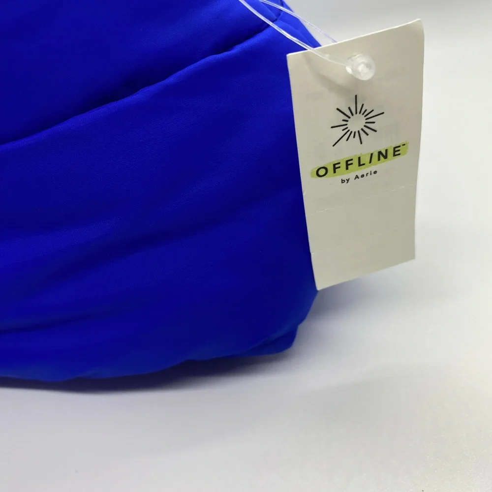 NWT Offline by Aerie Puffer Pouch Small Blue Nylon Makeup Travel Zip Bag - Picture 4 of 5